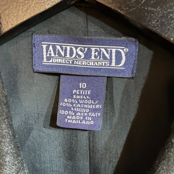EUC Vtg Wool Cashmere Blazer Lands' End Charcoal 10P - Picture 5 of 6